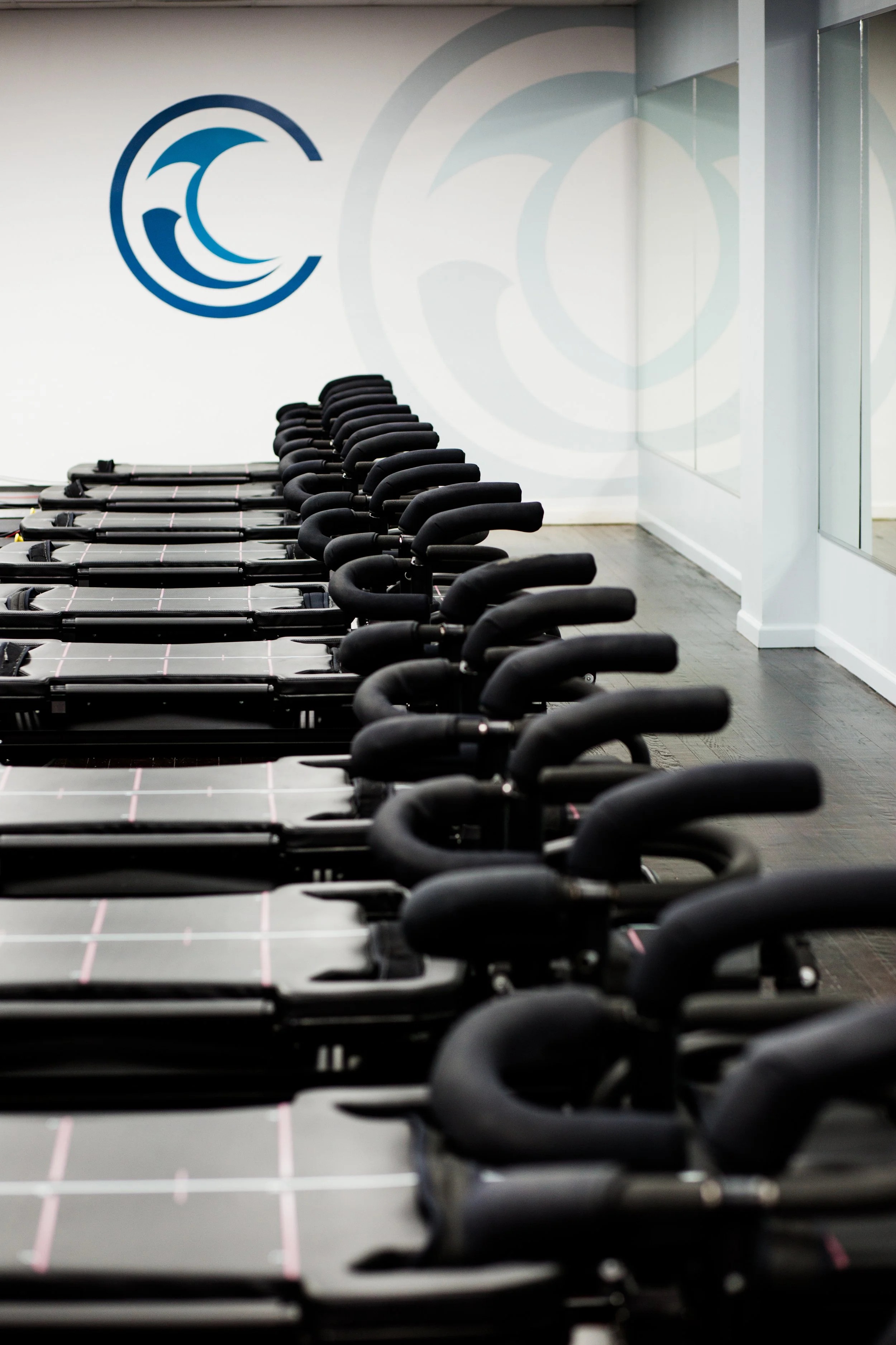 A row of M3S Megaformers on the Coastal Core studio floor